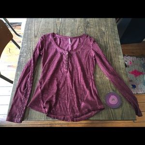 Free People Shell Stitch Lace HenleyTop M
